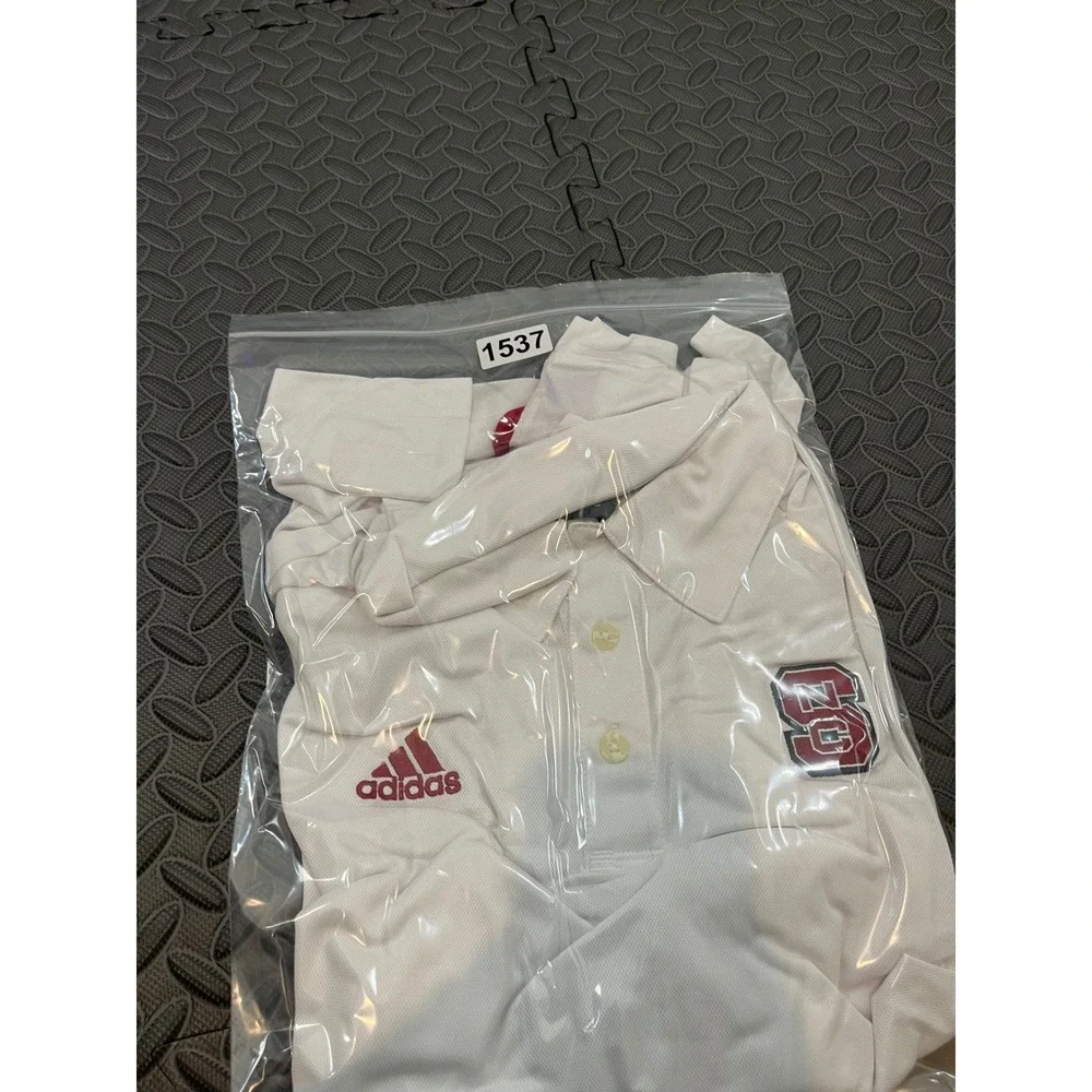 Adidas NC State Wolfpack Polo Mens S White Red Long Sleeve ClimaCool NCAA‎ - Picture 7 of 9